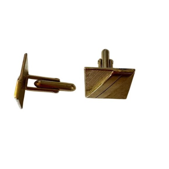 Swank Square Gold Tone Cufflinks - Picture 2 of 4